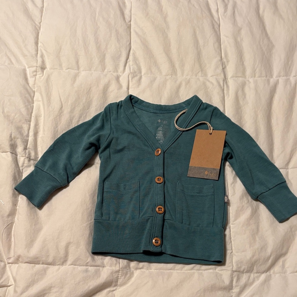 Teal Button-Up kyte Baby Cardigan